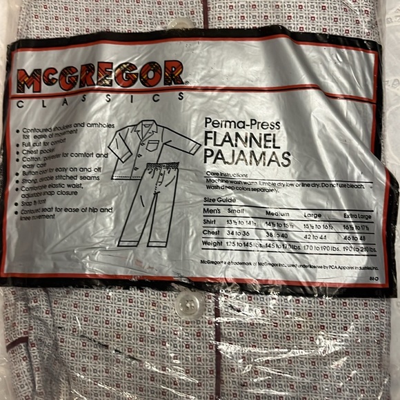 NWT Vintage McGregor classics flannel Pajamas. Size L 42-44 - Picture 2 of 4